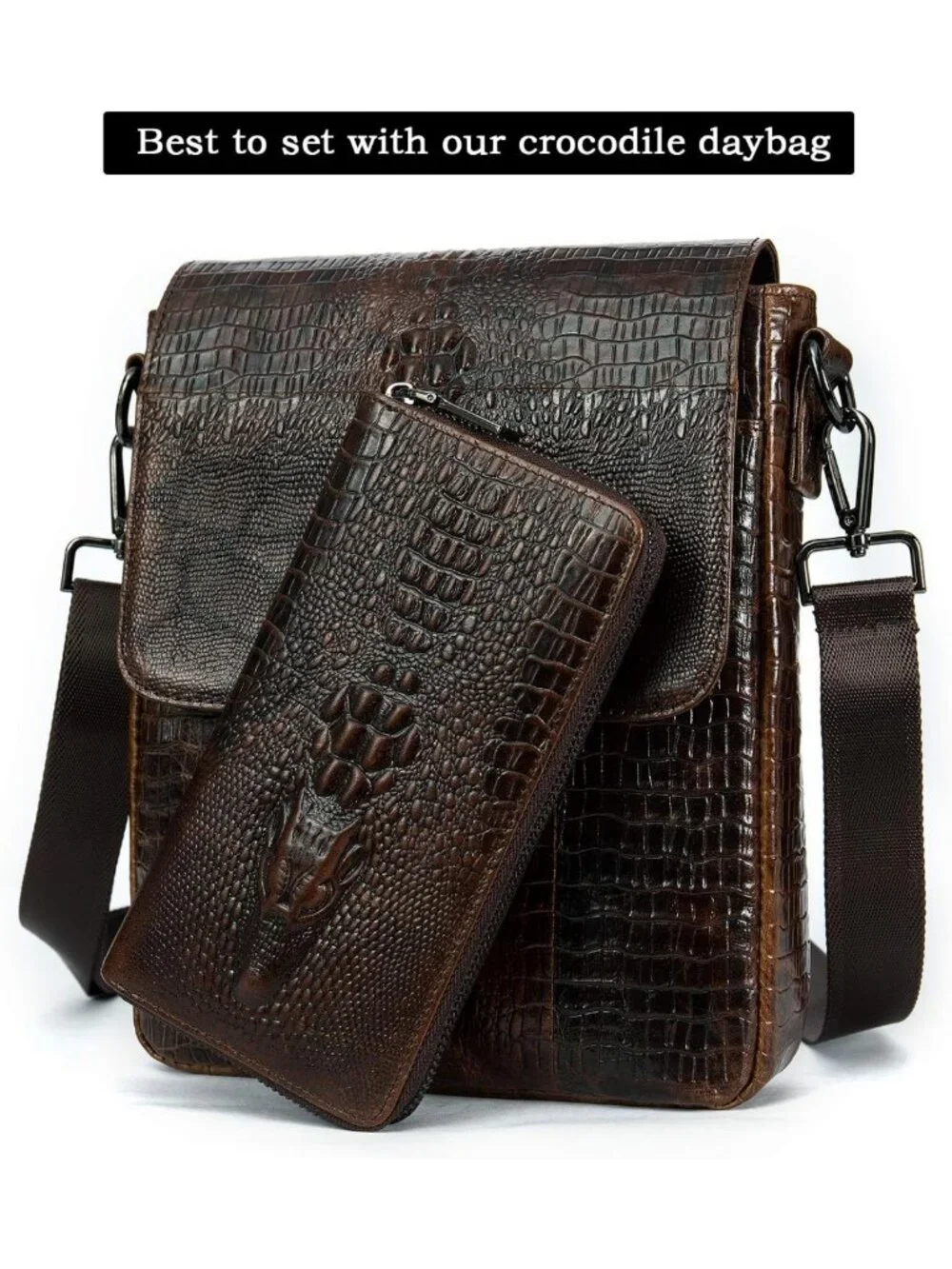 Stylish Genuine Leather Long Wallet for Men - Zip Around Checkbook & Card Holder